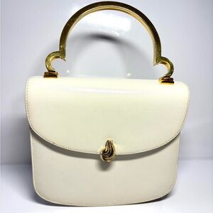 Mid Century cream Leather Handbag by Coret RARE